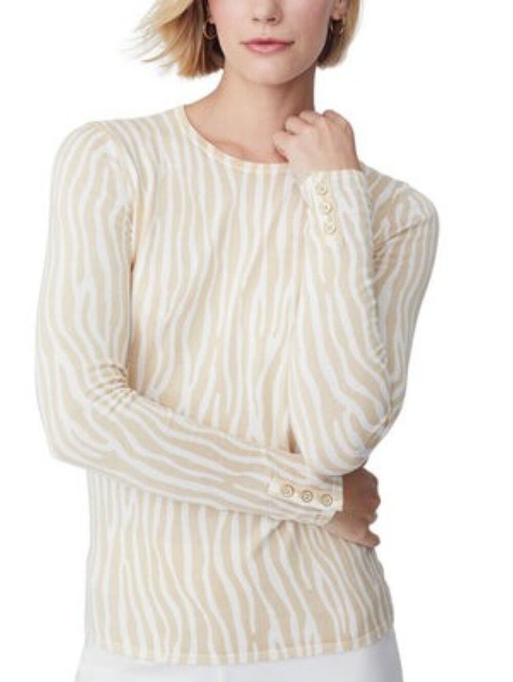 J. McLaughlin Womens Tan Zebra Print Sweater